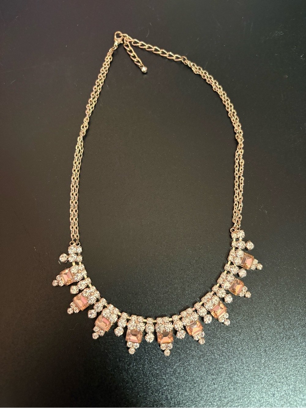 Gold-Tone Pink Crystal Statement Necklace